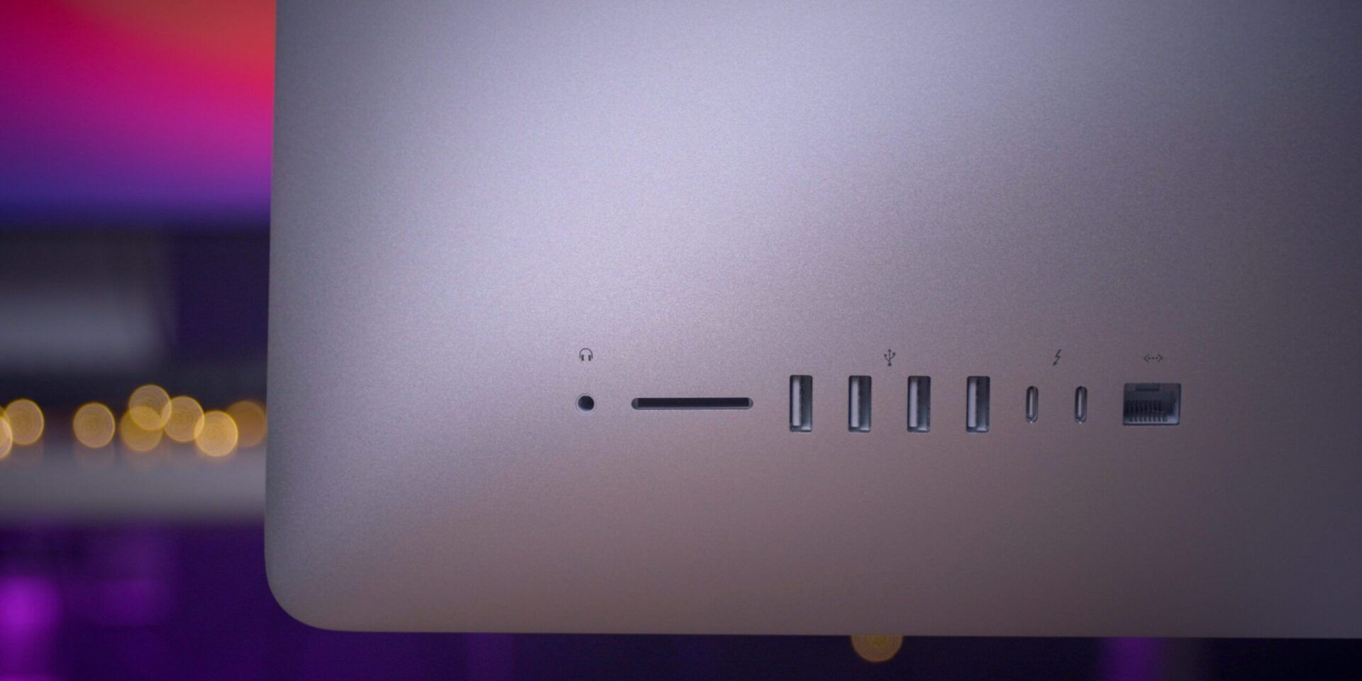The rear ports of the 2020 iMac