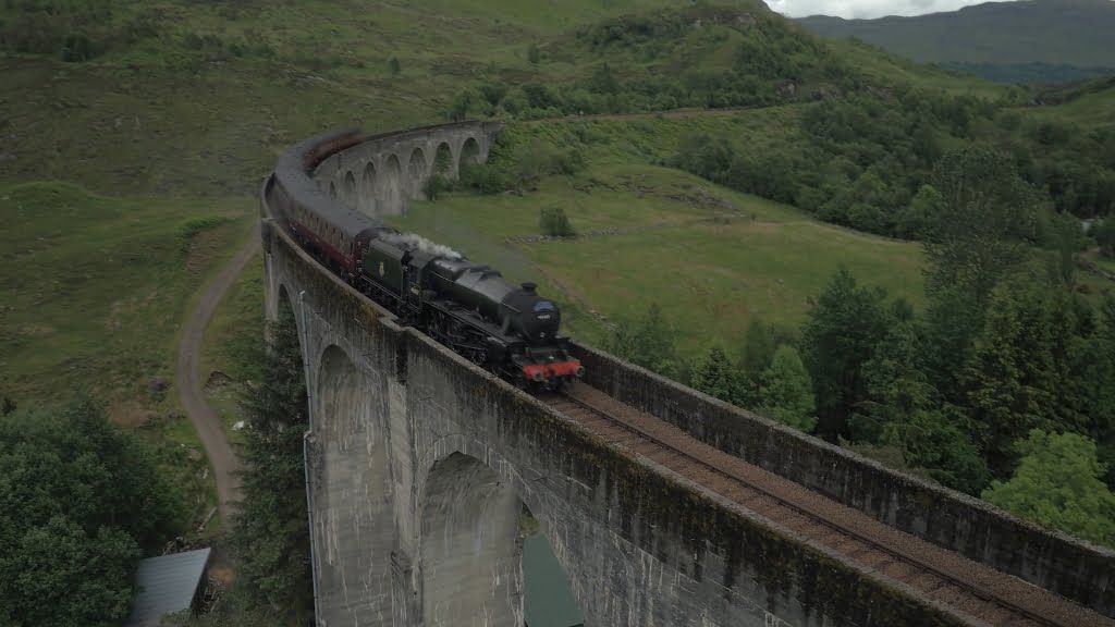 drone photography of via duct train by LA Media for Britain's coastal railways