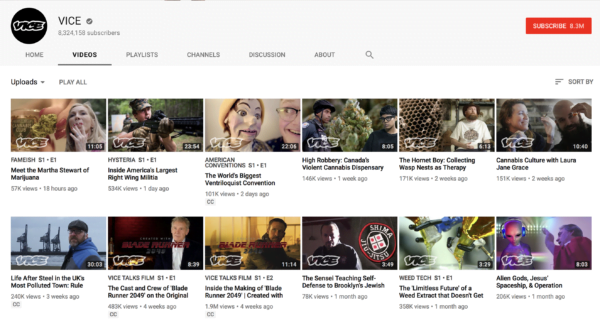 YouTube Channel VICE 